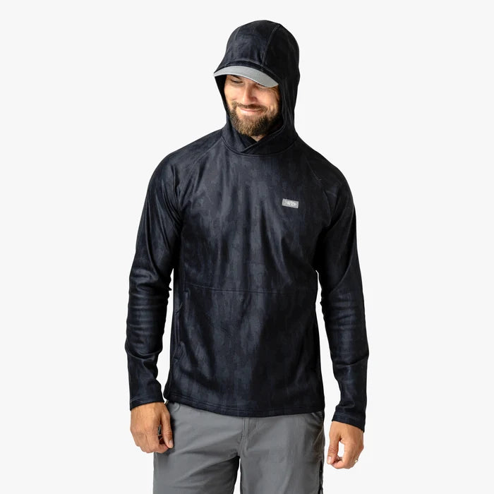 aftco-coastal-layer-camo-hoodie-black-current-camo-model-front-hood