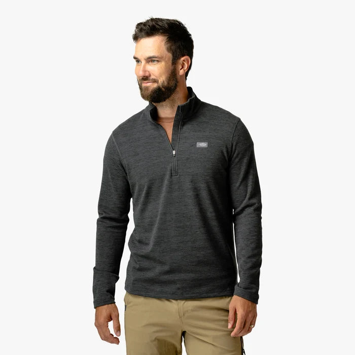 aftco-coastal-layer-quarter-zip-black-heather-model-front