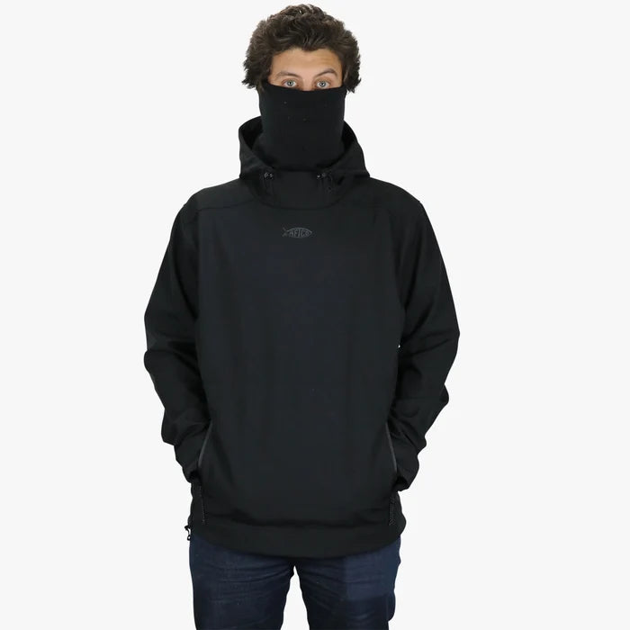 aftco-reaper-windproof-pullover-hoodie-black-model-front-mask