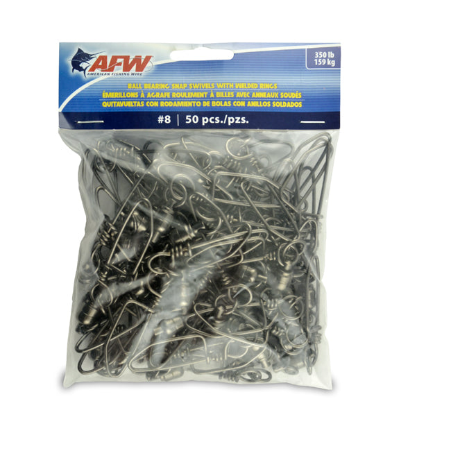 AFW - Solid Brass Ball Bearing Snap Swivels with Double Welded Rings (50-Packs)