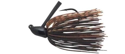 Fishing lure with brown and black color pattern on a white background