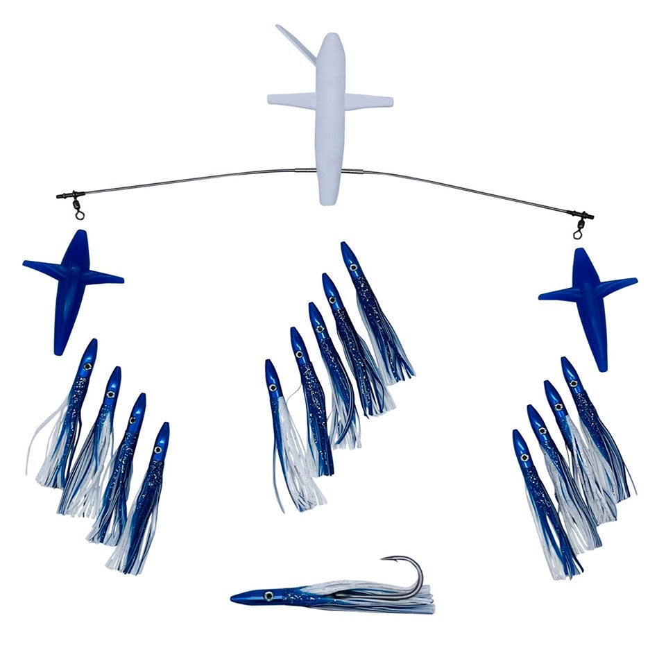 chatterlures-19in-side-tracker-spreader-bar-with-mini-bullets-blue-white