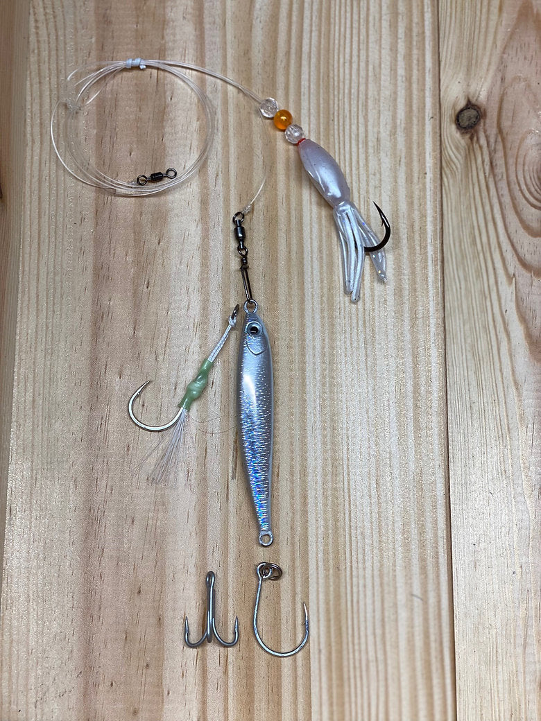 Monomoy Tackle - Black Sea Bass Rig - B2 Squid Assist Jig High Low