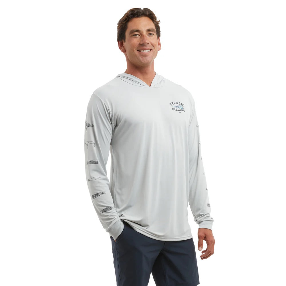 pelagic-aquatek-featherd-performance-fishing-hoodie-light-grey-model-front-side