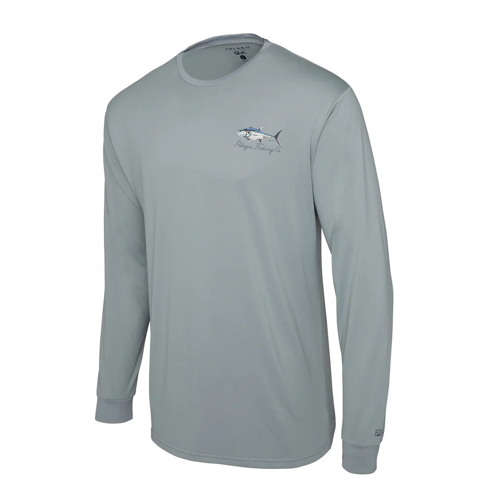 pelagic-aquatek-goione-bluefin-tuna-long-sleeve-performance-shirt-gray-front