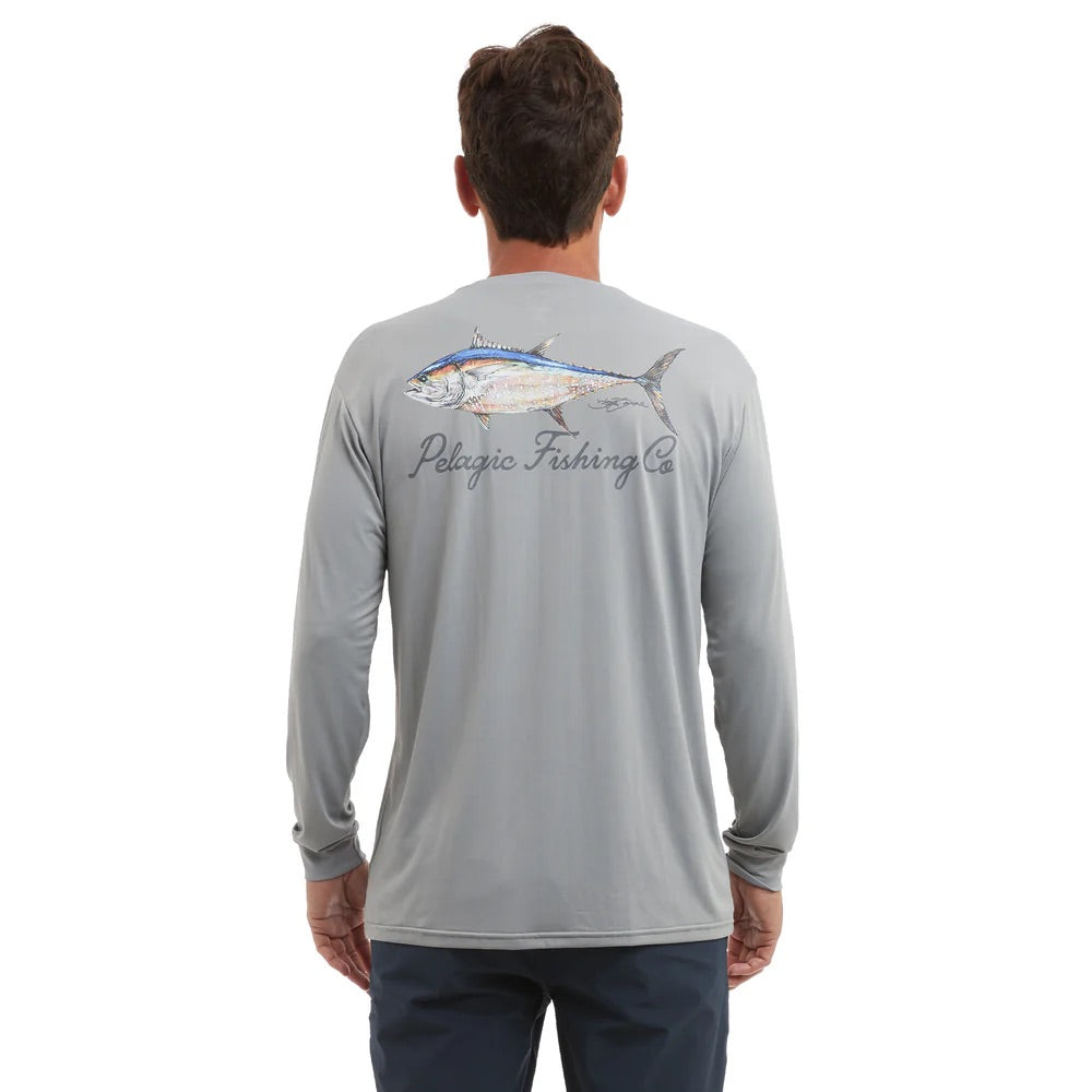 pelagic-aquatek-goione-bluefin-tuna-long-sleeve-performance-shirt-gray-model-back