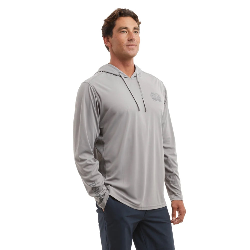 pelagic-vaportek-worldwide-wahoo-performance-hooded-fishing-shirt-grey-model-side