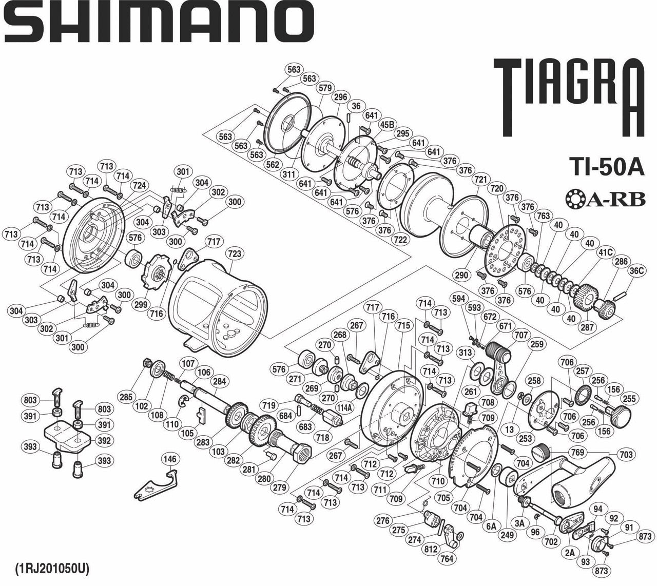 Shimano - Tiagra 50, 50W, 50WLRSA & Talica 50 Replacement Backing Hardware