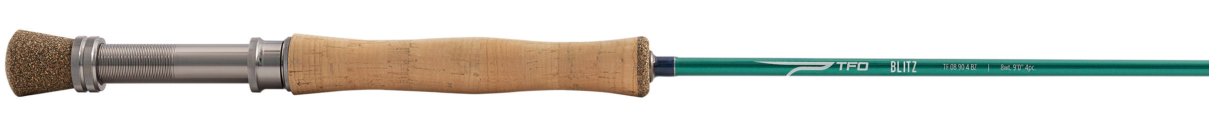 Fishing rod with cork handle on a white background