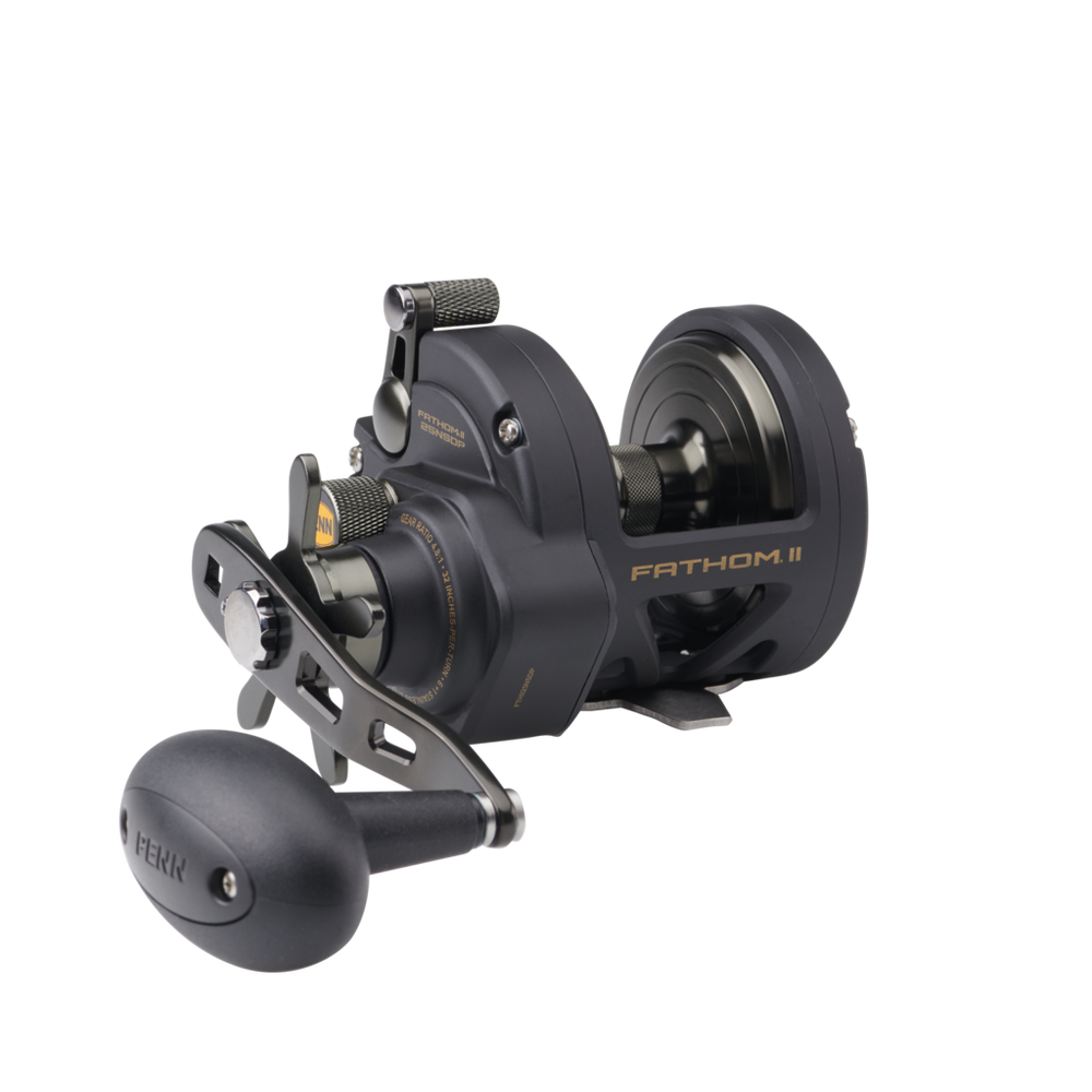fathom fishing reels Penn II FTHII40NLD2LH 2-Speed Lever Drag Reel which powers the autostop feature for true hands free retrieval Penn FTH500LPHS Fathom Low Profile
