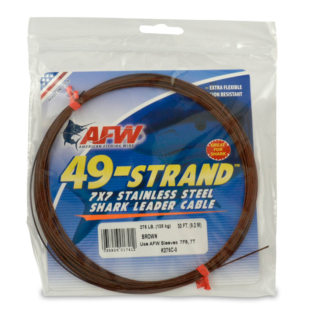 AFW - 49-Strand 7x7 Stainless Steel Shark Leader Cable (Camo/Brown)