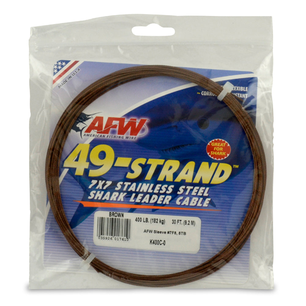 AFW - 49-Strand 7x7 Stainless Steel Shark Leader Cable (Camo/Brown)