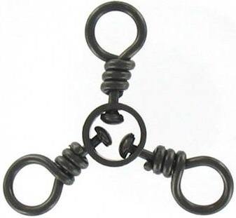 American Fishing Wire AFW Brass 3-Way Swivel w/Stainless Steel Rings - Black