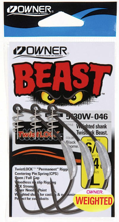 Owner Weighted Beast Hook with Twistlock 2pk 10/0 3/4oz | 5130W-120