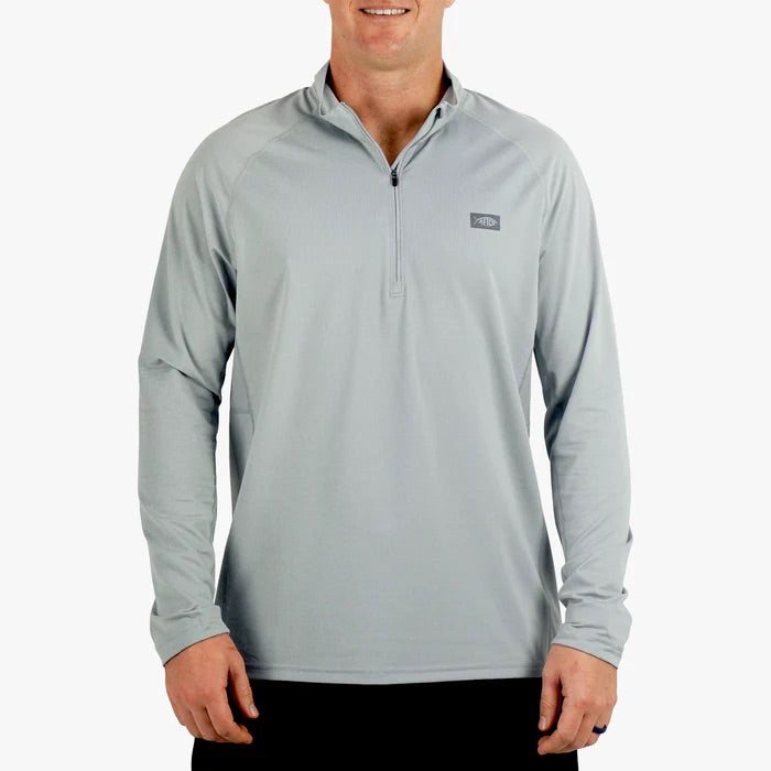 aftco-air-o-mesh-quarter-14-zip-performance-shirt-harbor-gray-heather-front-model