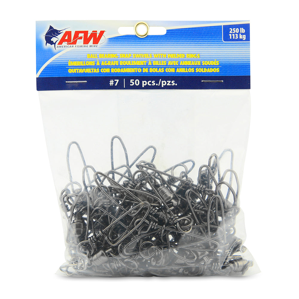 AFW - Solid Brass Ball Bearing Snap Swivels with Double Welded Rings (50-Packs)