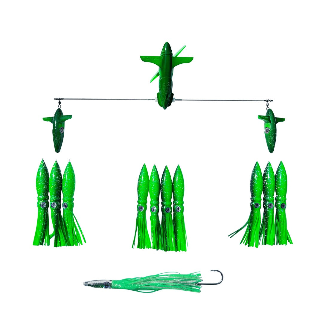 chatterlures-24in-wingman-side-tracker-spreader-bar-9in-squid-green