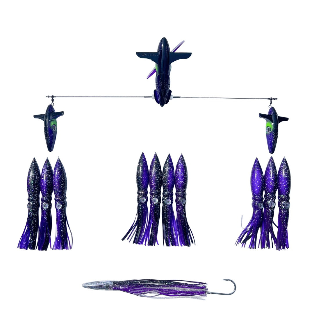 chatterlures-24in-wingman-side-tracker-spreader-bar-9in-squid-purple-black
