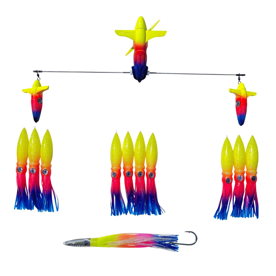 chatterlures-24in-wingman-side-tracker-spreader-bar-9in-squid-rainbow