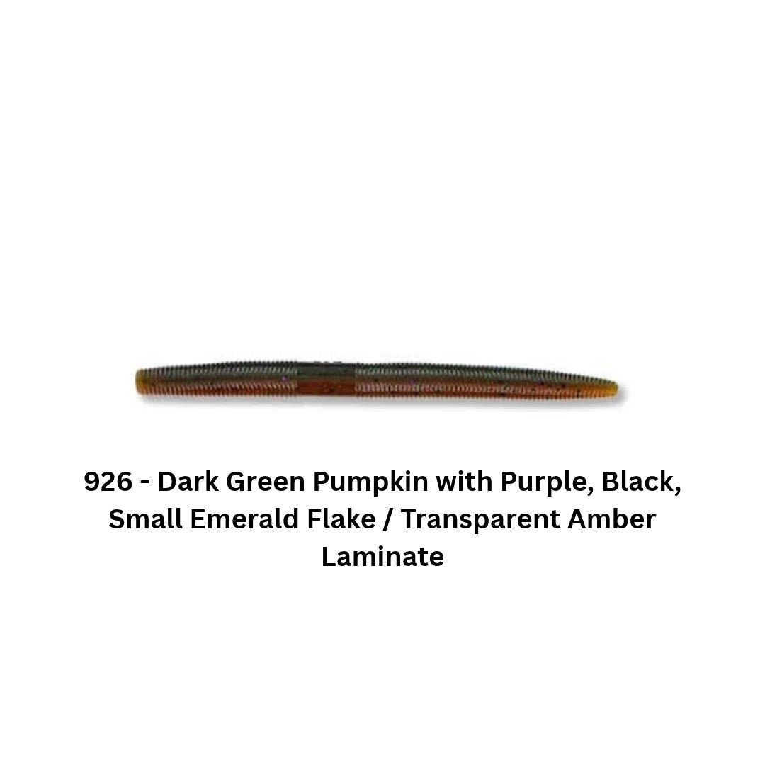 gary-yamamoto-5in-senko-926-dark-green-pumpkin-with-purple-black-emerald-flake-transparent-amber-laminate-1