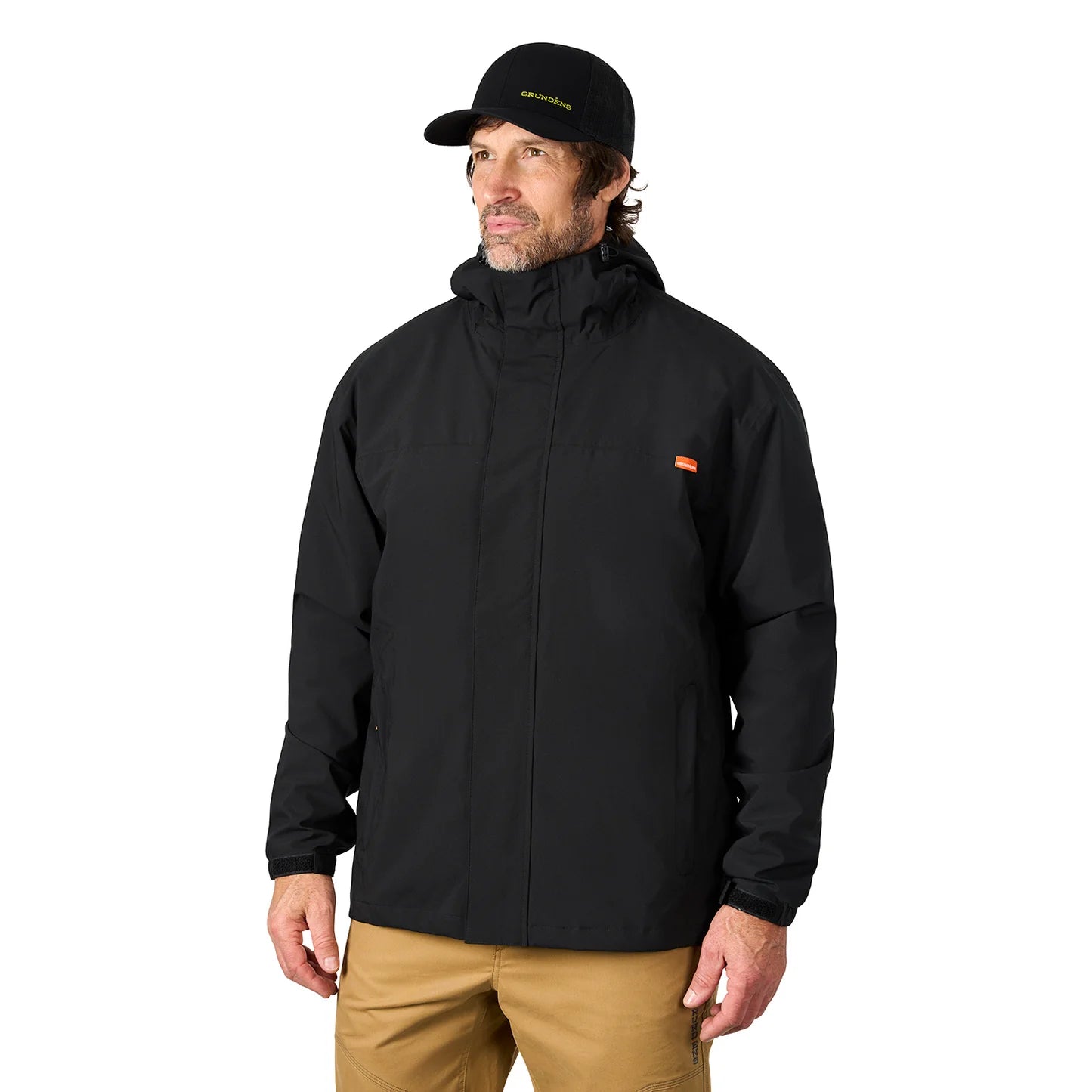 grundens-cutter-jacket-black-model-left