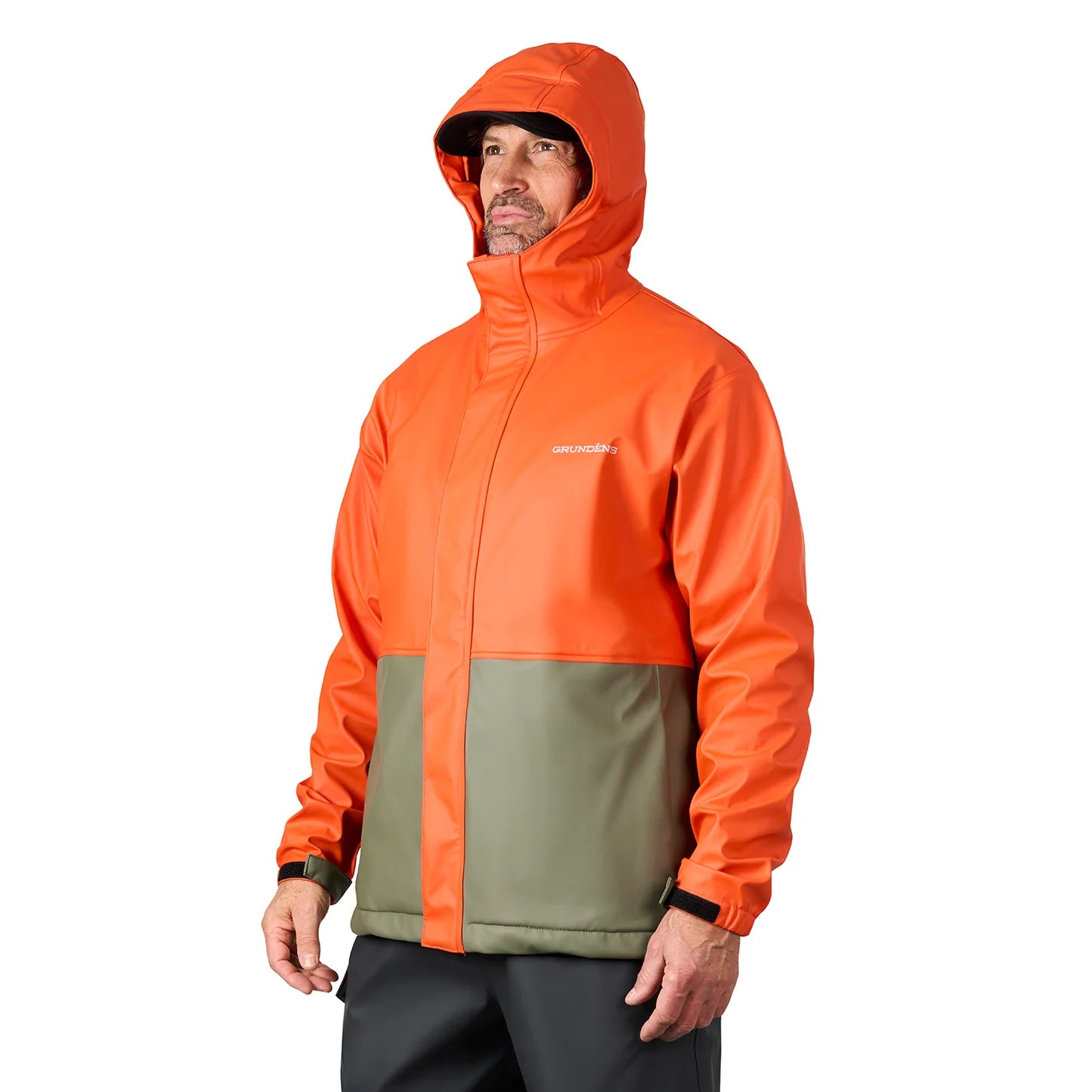grundens-neptune-thermo-jacket-orange-olive-side