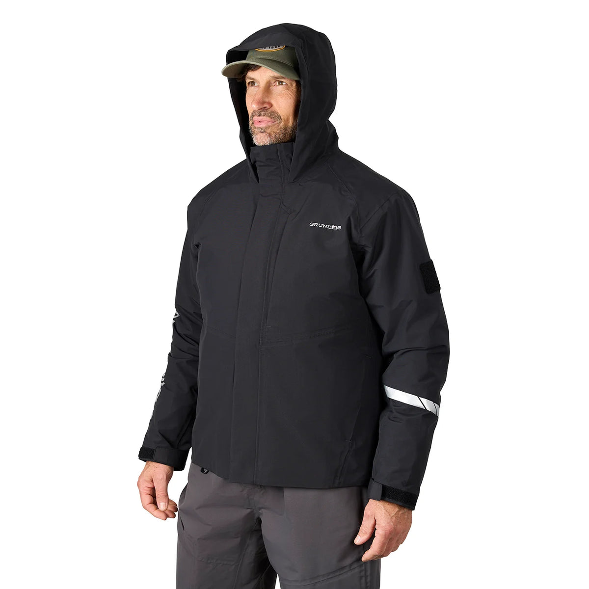 grundens-transmit-x-jacket-black-model-hood-left