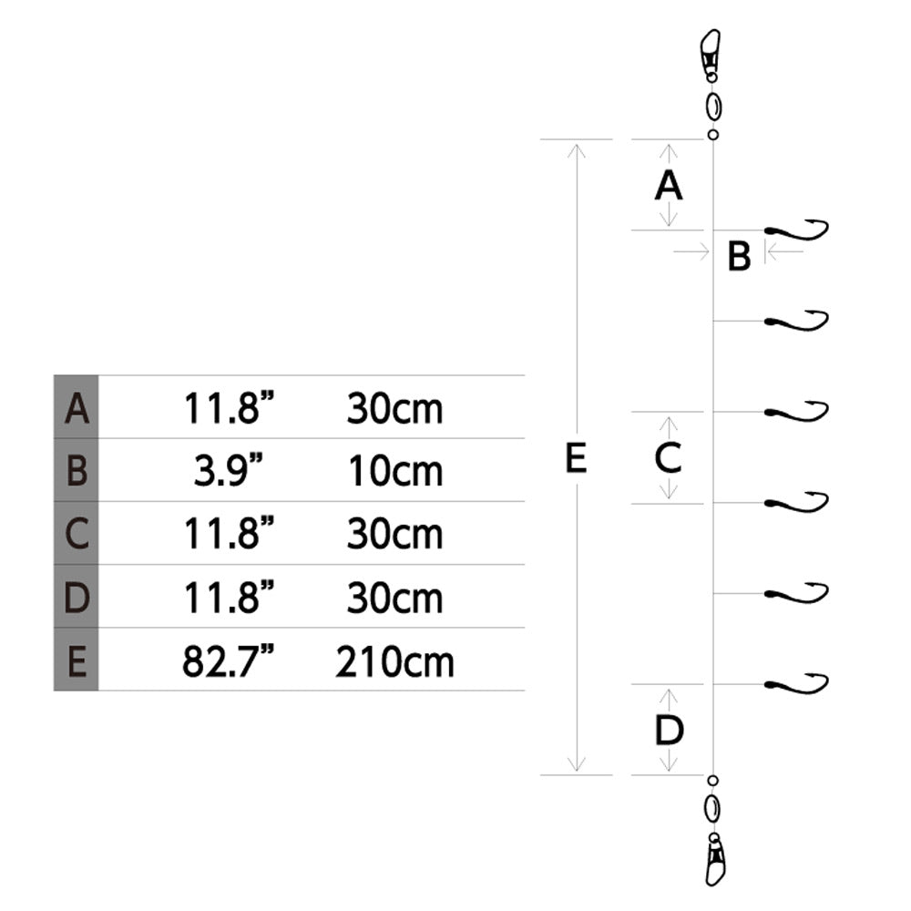hayabusa-ex132-double-glow-silver-flasher-sabiki-rig-diagram