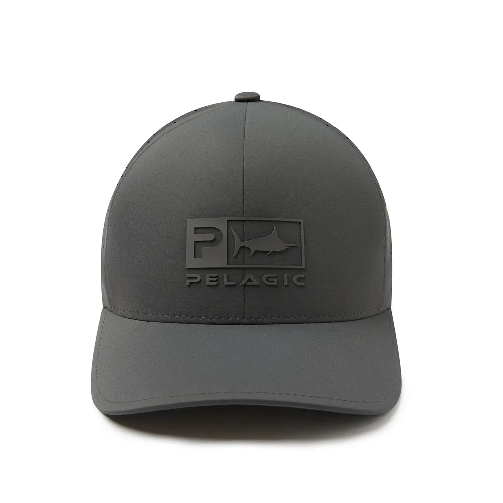 pelagic-delta-flexfit-hat-graphite-front