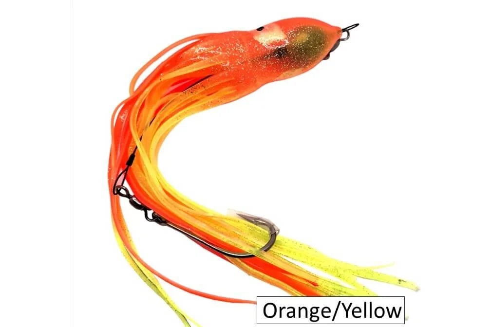 st-pete-weighted-striped-bass-hoochie-rig-orange-yellow