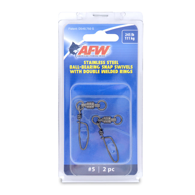AFW - Stainless Steel Ball Bearing Snap Swivels with Double Welded Rin
