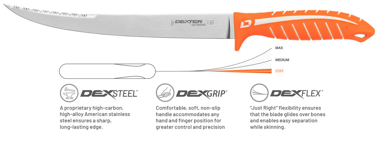 Dexter - Dextreme Dual Edge 10in Stiff Fillet Knife with Sheath