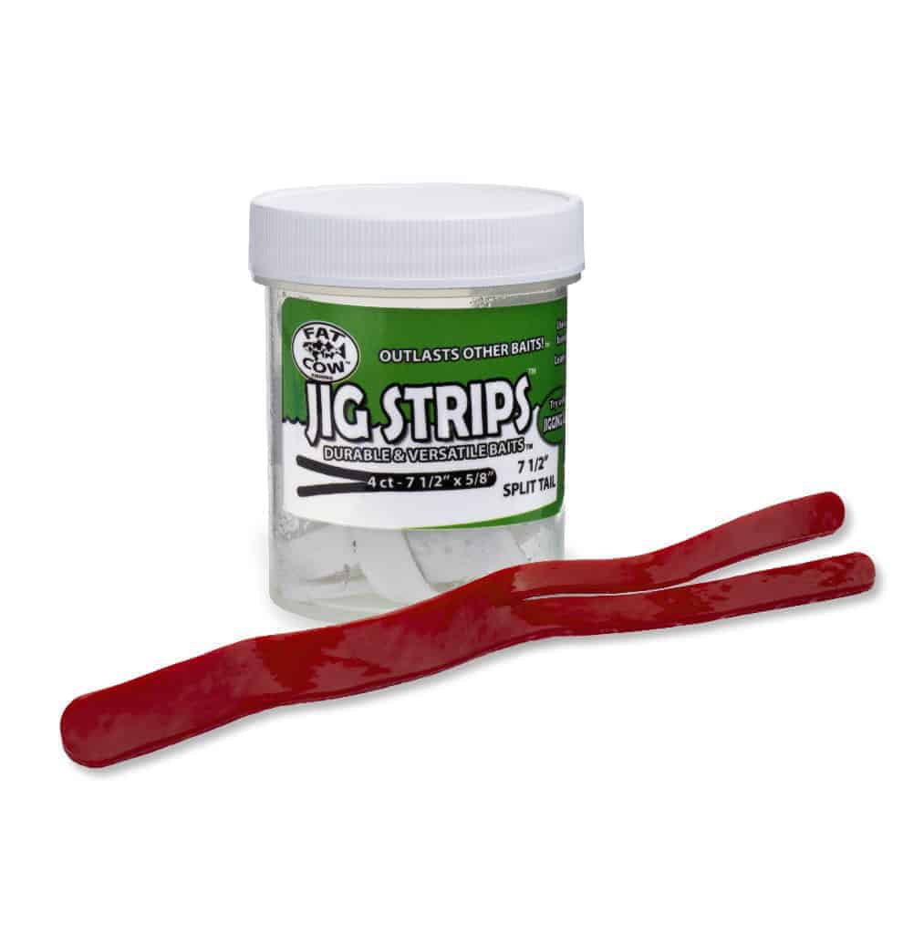 fat-cow-jig-strips-split-tail-red-7in